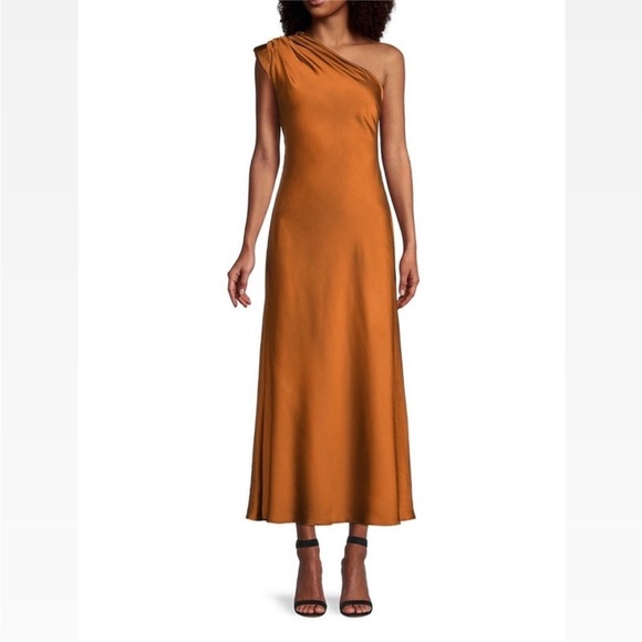 NWT FAME AND PARTNERS Antonia One Shoulder Rust Dress US 22 AU 26 EU 54 - Picture 2 of 10